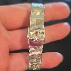 Womens Small Elegant Silver Mesh Bracelet Stamped 925 Dainty Minimalist